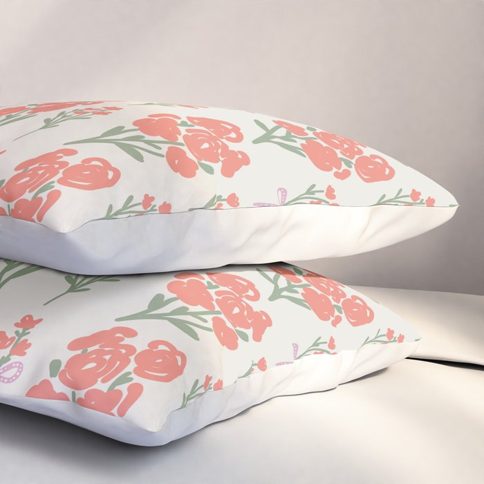 Preppy Grandmillennial Cute Red Flowers Pillow Sham Gallery Image 3