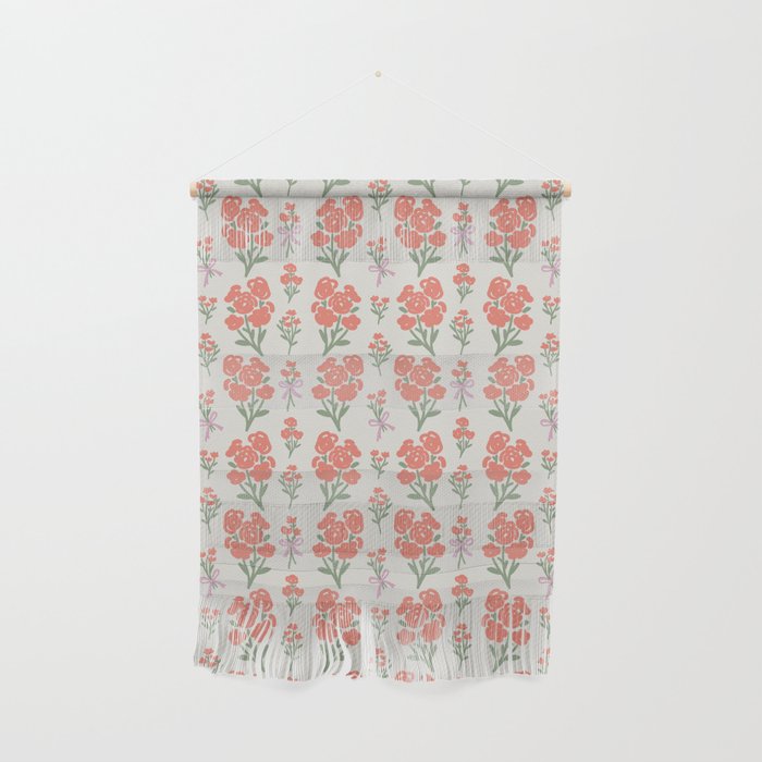 Preppy Grandmillennial Cute Red Flowers Wall Hanging Gallery Image 1