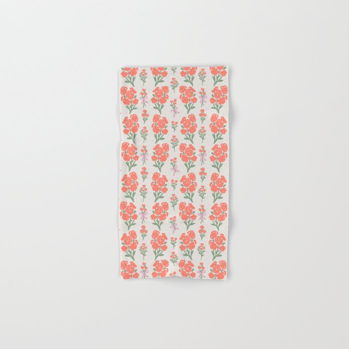 Preppy Grandmillennial Cute Red Flowers Bath Towel Gallery Image 1