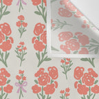 Preppy Grandmillennial Cute Red Flowers Wall Tapestry Gallery Image 3