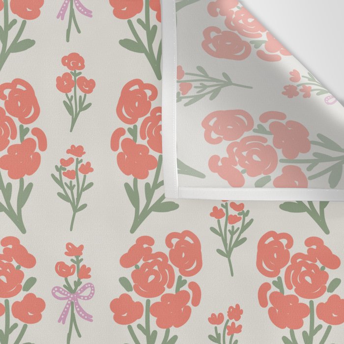 Preppy Grandmillennial Cute Red Flowers Wall Tapestry Gallery Image 3