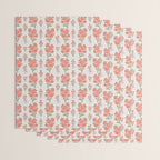 Preppy Grandmillennial Cute Red Flowers Wrapping Paper Gallery Image 3