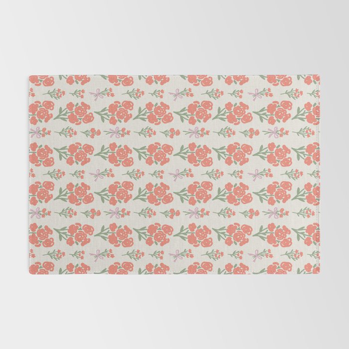 Preppy Grandmillennial Cute Red Flowers Rug Gallery Image 2