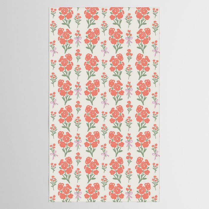 Preppy Grandmillennial Cute Red Flowers Tablecloth Gallery Image 2