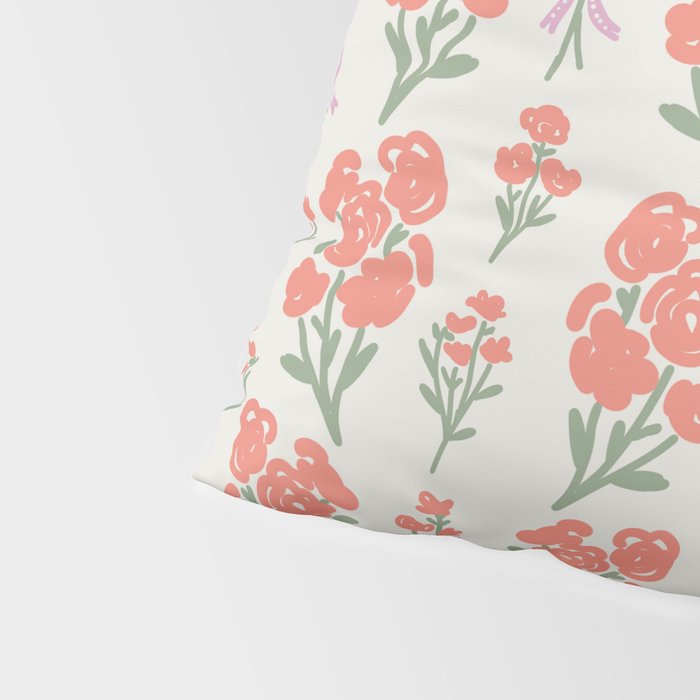 Preppy Grandmillennial Cute Red Flowers Pillow Sham Gallery Image 4