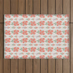 Preppy Grandmillennial Cute Red Flowers Outdoor Rug Gallery Image 1