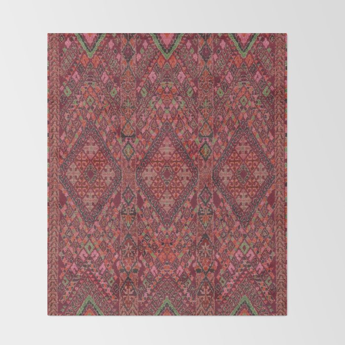 Vibrant Moroccan Kilim Pattern Throw Blanket Gallery Image 2