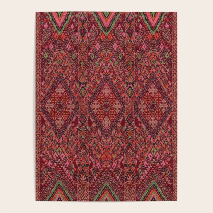 Vibrant Moroccan Kilim Pattern Poster Gallery Image 4