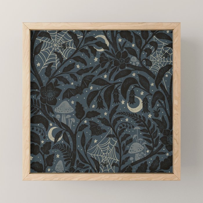 Mysterious Garden - midnight blue Mini Art Print Gallery Image 1