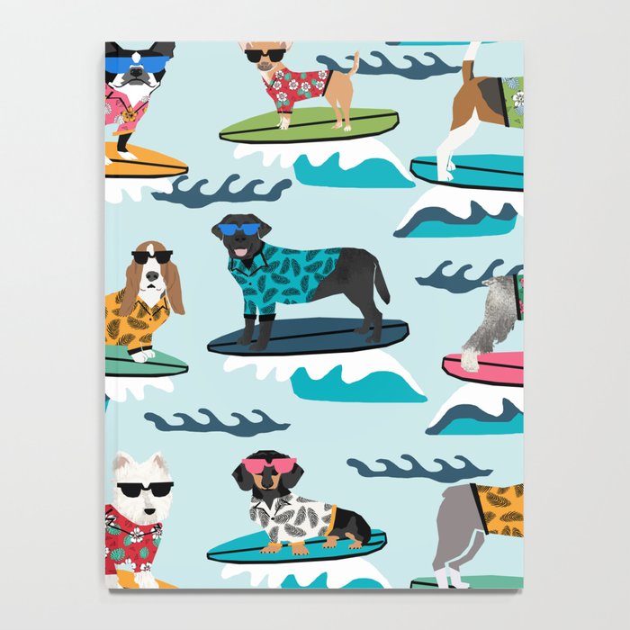 Surfing Dogs - cute summer tropical dogs surfing Notebook Gallery Image 4