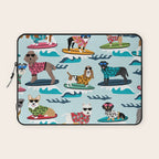 Surfing Dogs - cute summer tropical dogs surfing Laptop Sleeve Gallery Image 1