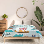 Surfing Dogs - cute summer tropical dogs surfing Comforter Gallery Image 3