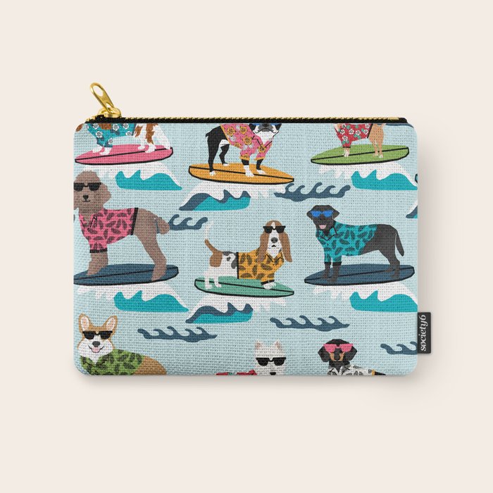 Surfing Dogs - cute summer tropical dogs surfing Carry All Pouch Gallery Image 1