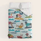Surfing Dogs - cute summer tropical dogs surfing Duvet Cover Gallery Image 6