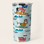 Surfing Dogs - cute summer tropical dogs surfing Travel Mug Gallery Image 1