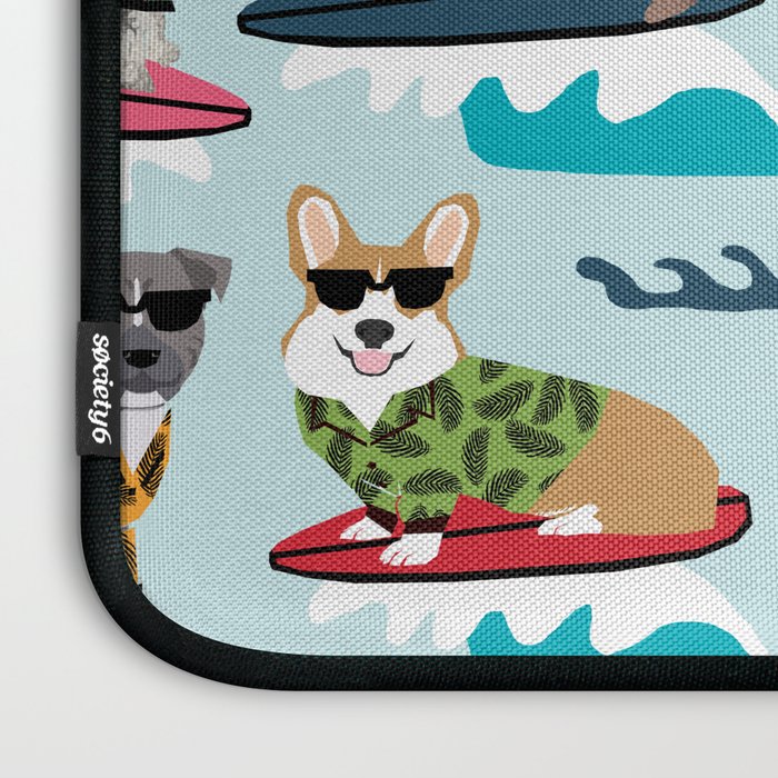 Surfing Dogs - cute summer tropical dogs surfing Laptop Sleeve Gallery Image 3