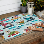 Surfing Dogs - cute summer tropical dogs surfing Outdoor Rug Gallery Image 2