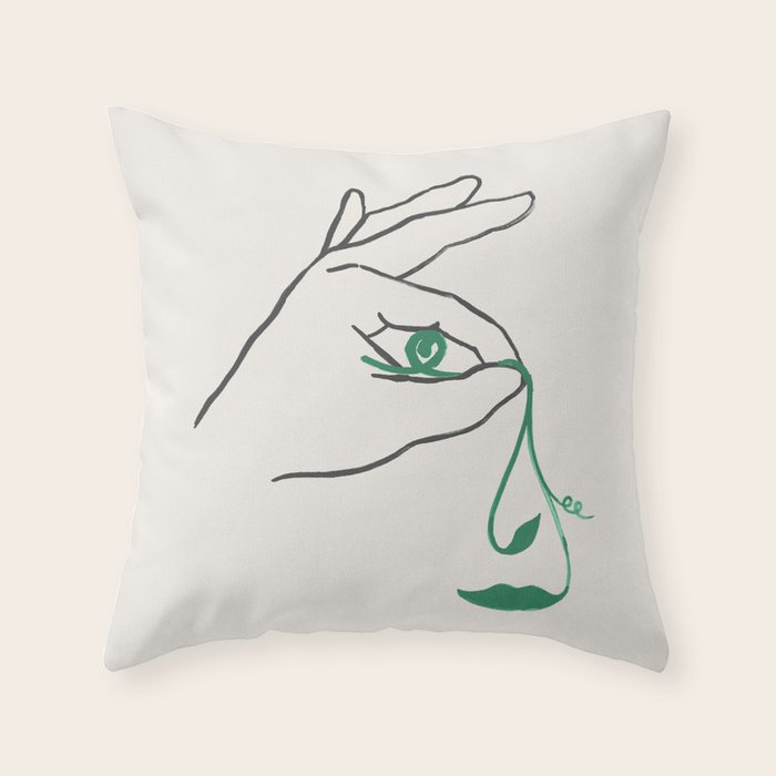 Lady green Throw Pillow Gallery Image 1