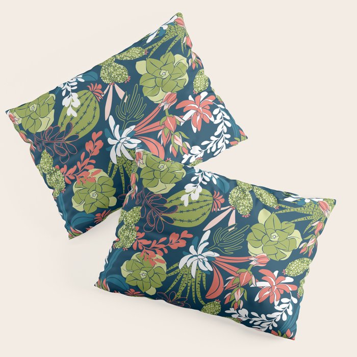 Succulent Garden Navy Pillow Sham Gallery Image 1