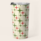 Atomic Christmas Mid Century Modern Stars Retro Xmas Red Green and Cream Pattern Travel Mug Gallery Image 3