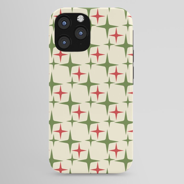 Atomic Christmas Mid Century Modern Stars Retro Xmas Red Green and Cream Pattern iPhone Case Gallery Image 44