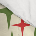 Atomic Christmas Mid Century Modern Stars Retro Xmas Red Green and Cream Pattern Comforter Gallery Image 4