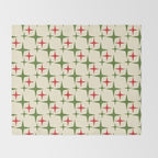 Atomic Christmas Mid Century Modern Stars Retro Xmas Red Green and Cream Pattern Throw Blanket Gallery Image 2