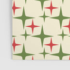 Atomic Christmas Mid Century Modern Stars Retro Xmas Red Green and Cream Pattern Poster Gallery Image 3