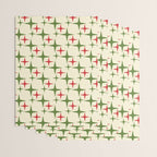 Atomic Christmas Mid Century Modern Stars Retro Xmas Red Green and Cream Pattern Wrapping Paper Gallery Image 3