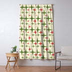 Atomic Christmas Mid Century Modern Stars Retro Xmas Red Green and Cream Pattern Window Curtain Gallery Image 5