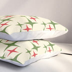 Atomic Christmas Mid Century Modern Stars Retro Xmas Red Green and Cream Pattern Pillow Sham Gallery Image 3