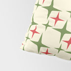 Atomic Christmas Mid Century Modern Stars Retro Xmas Red Green and Cream Pattern Pillow Sham Gallery Image 4