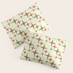 Atomic Christmas Mid Century Modern Stars Retro Xmas Red Green and Cream Pattern Pillow Sham Gallery Image 3
