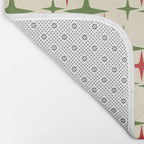 Atomic Christmas Mid Century Modern Stars Retro Xmas Red Green and Cream Pattern Bath Mat Gallery Image 2