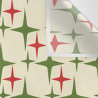 Atomic Christmas Mid Century Modern Stars Retro Xmas Red Green and Cream Pattern Wall Tapestry Gallery Image 3