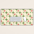 Atomic Christmas Mid Century Modern Stars Retro Xmas Red Green and Cream Pattern Desk Mat Gallery Image 1