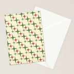 Atomic Christmas Mid Century Modern Stars Retro Xmas Red Green and Cream Pattern Stationery Card Gallery Image 2