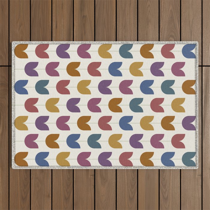 Spring Tulips VIII Multicolor Mid Century Flowers Outdoor Rug Gallery Image 1