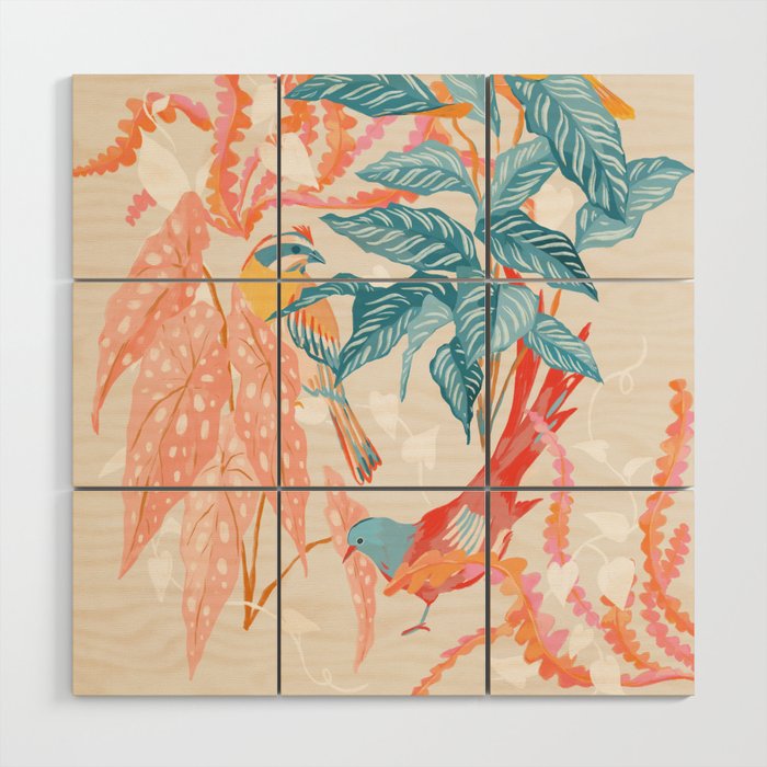 Birds and Plants Wood Wall Art Gallery Image 1