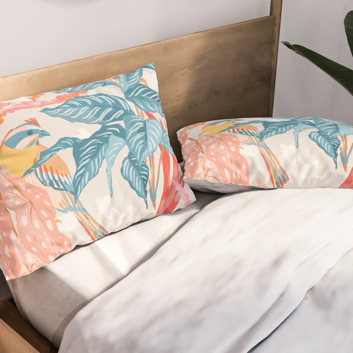 Birds and Plants Pillow Sham Gallery Image 2