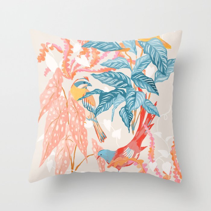 Birds and Plants Throw Pillow Gallery Image 6