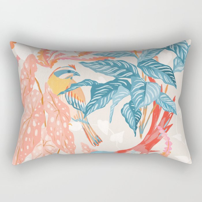 Birds and Plants Rectangular Pillow Gallery Image 1
