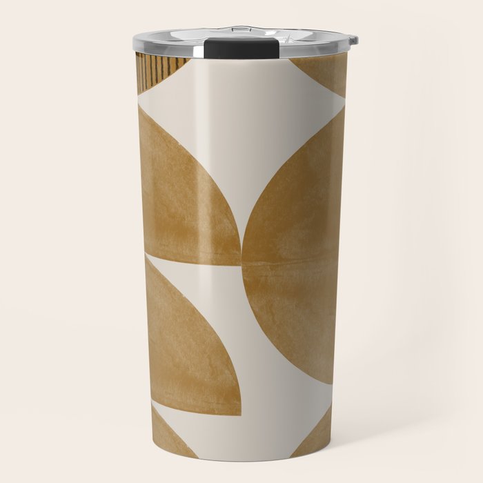 Mid Century Modern Mustard Graphic Travel Mug Gallery Image 1