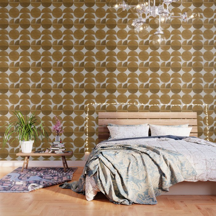 Mid Century Modern Mustard Graphic Wallpaper Gallery Image 1
