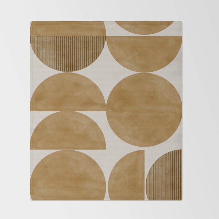 Mid Century Modern Mustard Graphic Throw Blanket Gallery Image 2