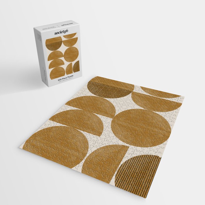 Mid Century Modern Mustard Graphic Jigsaw Puzzle Gallery Image 2