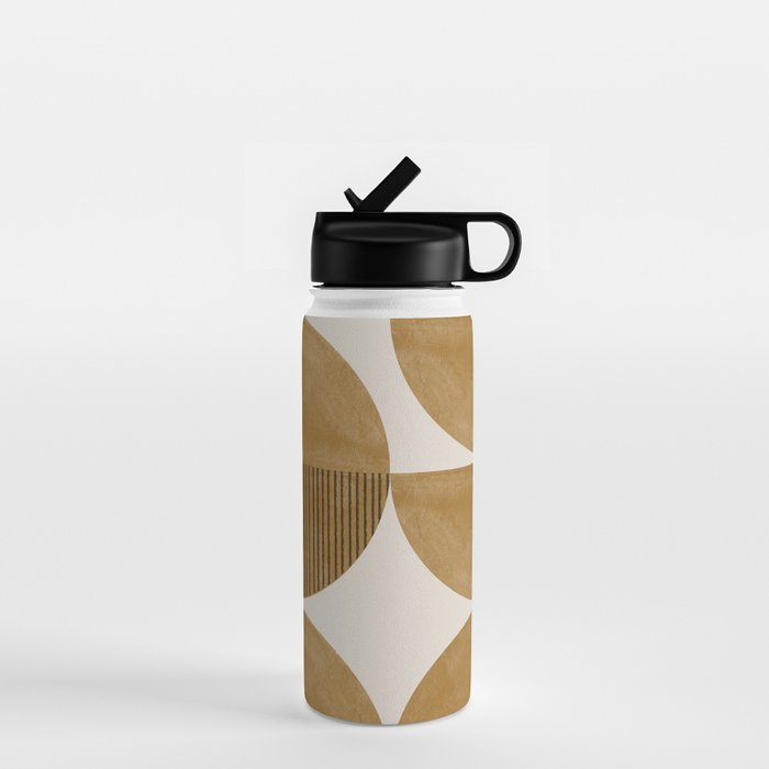 Mid Century Modern Mustard Graphic Water Bottle Gallery Image 1