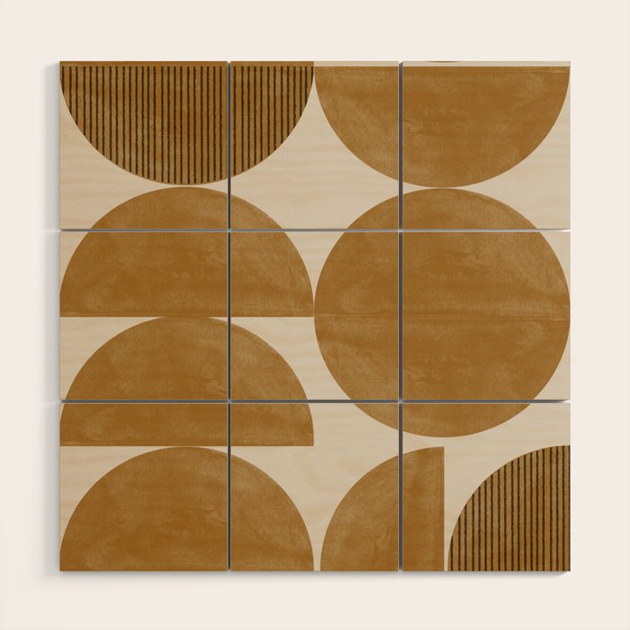 Mid Century Modern Mustard Graphic Wood Wall Art Gallery Image 1