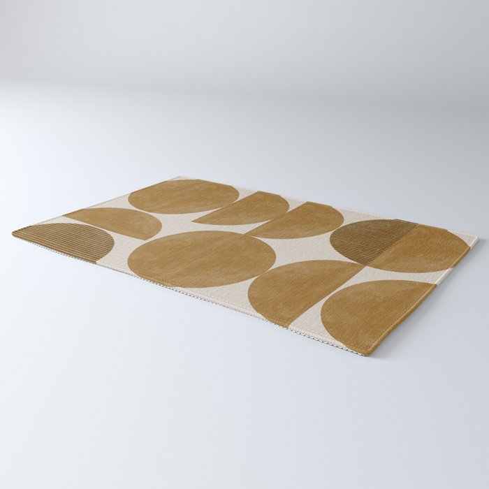 Mid Century Modern Mustard Graphic Rug Gallery Image 3