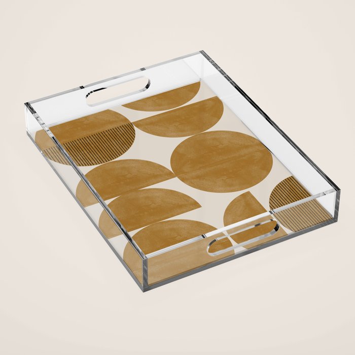 Mid Century Modern Mustard Graphic Acrylic Tray Gallery Image 1